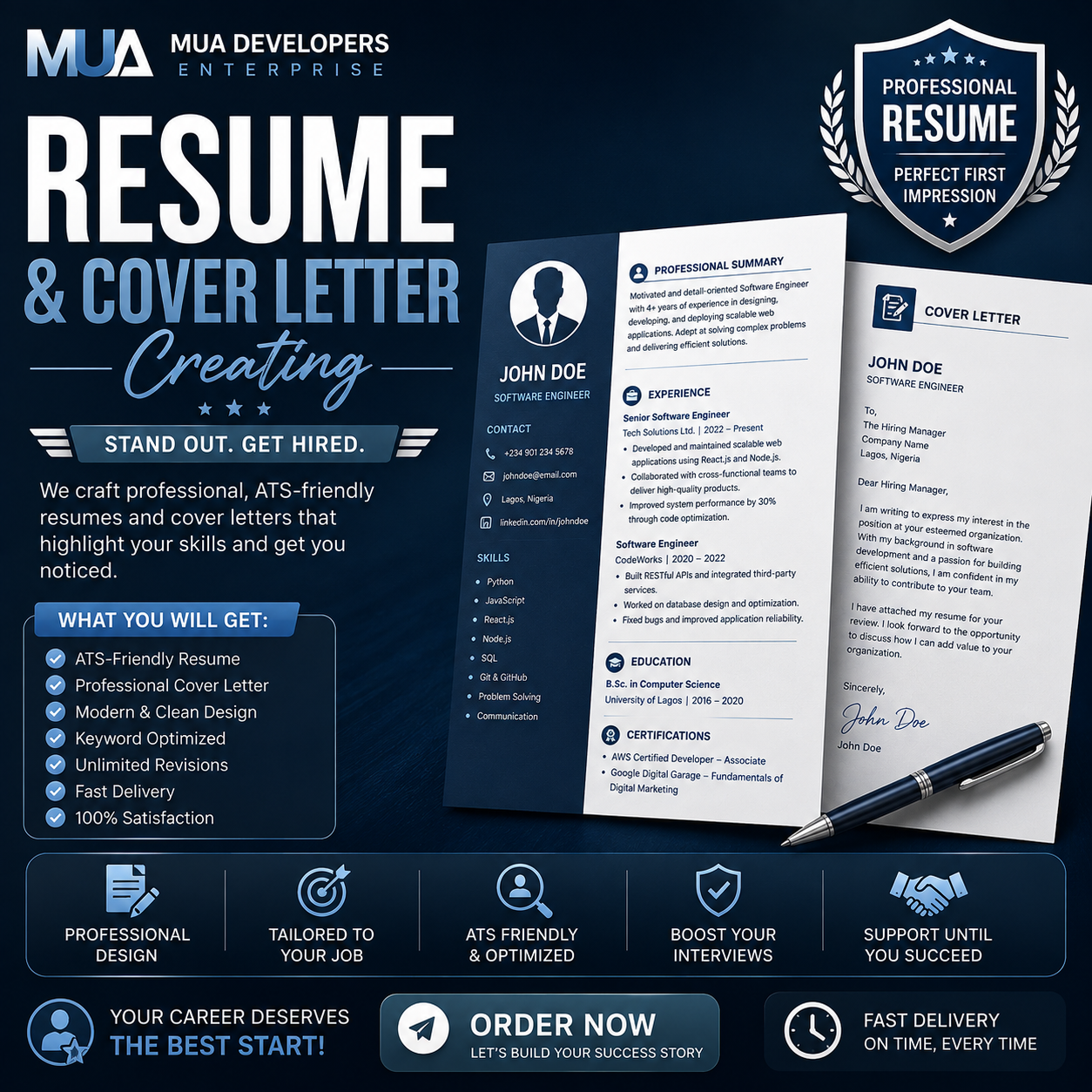 CREATE PROFESSIONAL RESUME FOR QUALIFIED WORK